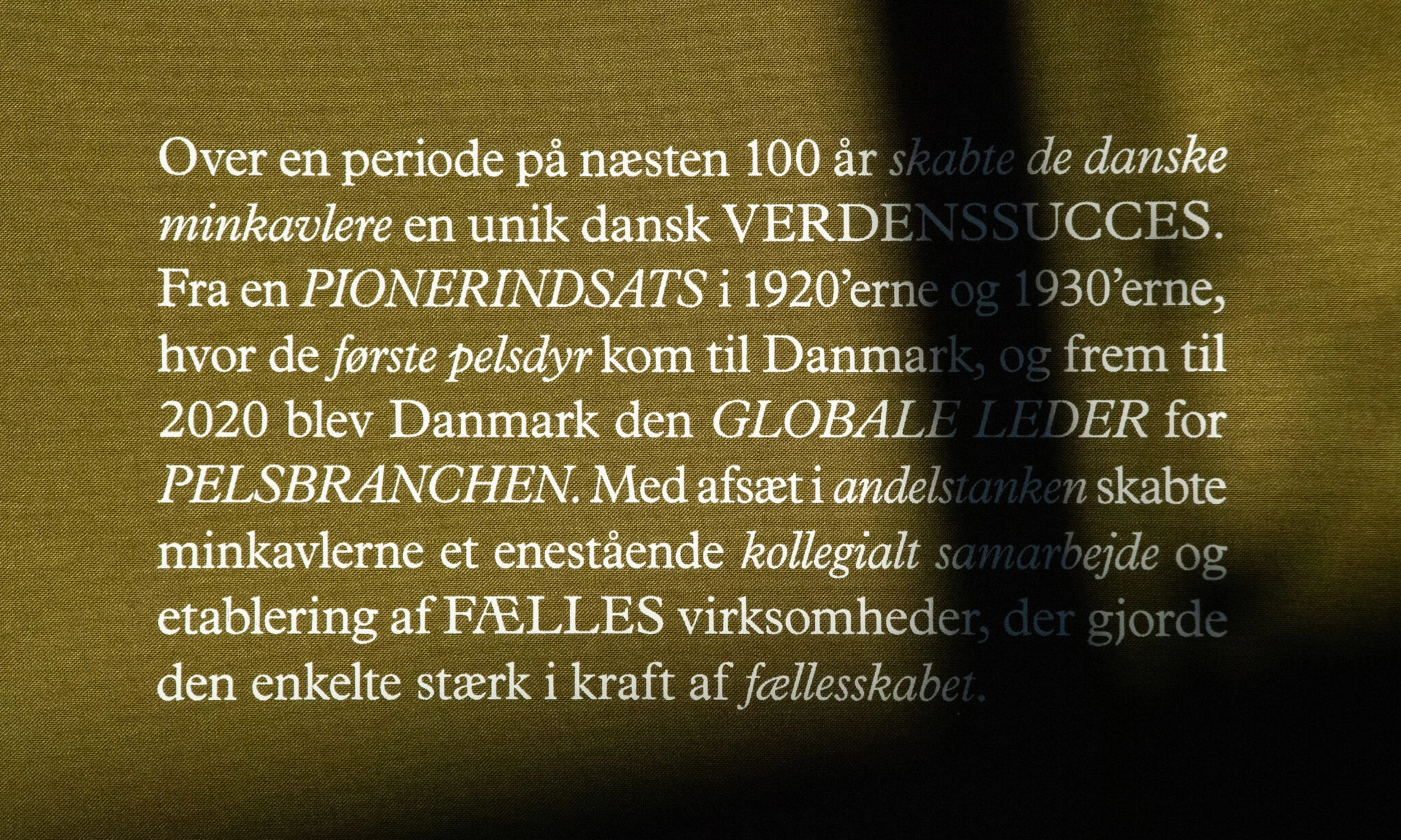 Typografisk lærred om dansk minkavls historie og fællesskab