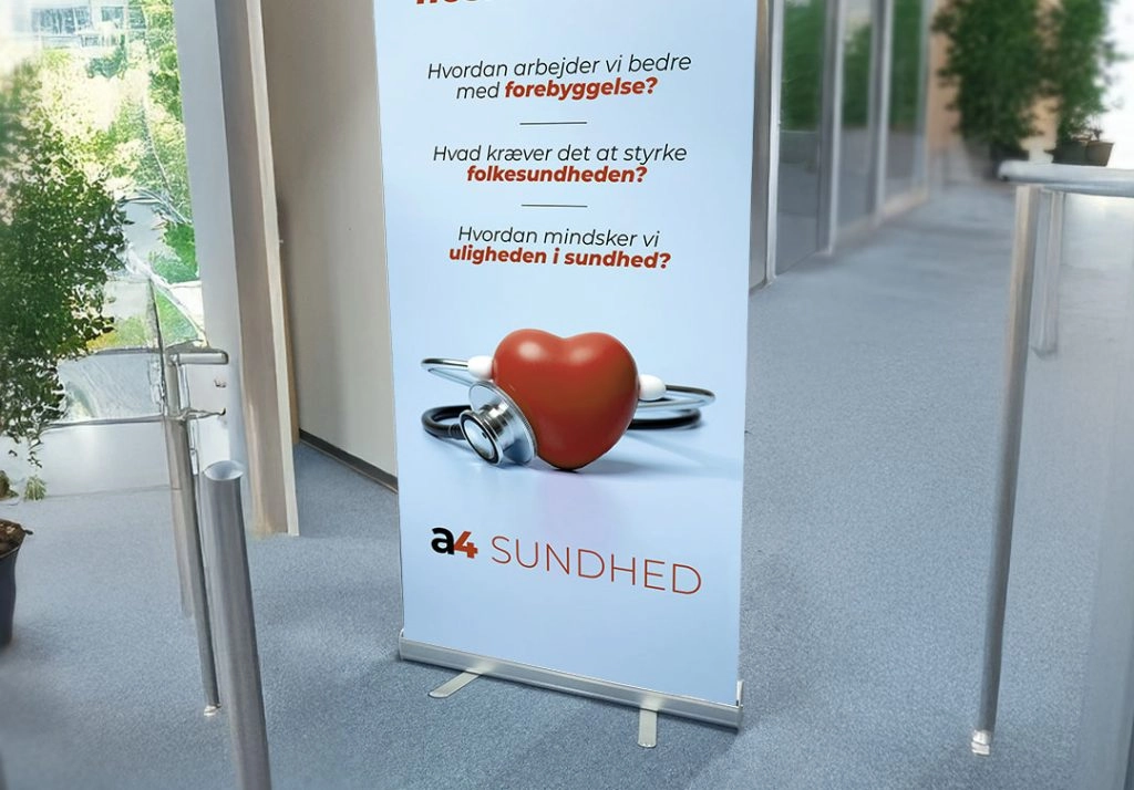 Roll-up banner for A4 Sundhed om forebyggelse og folkesundhed