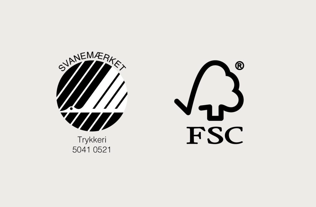 Logoer for Svanemærket og FSC-certificering